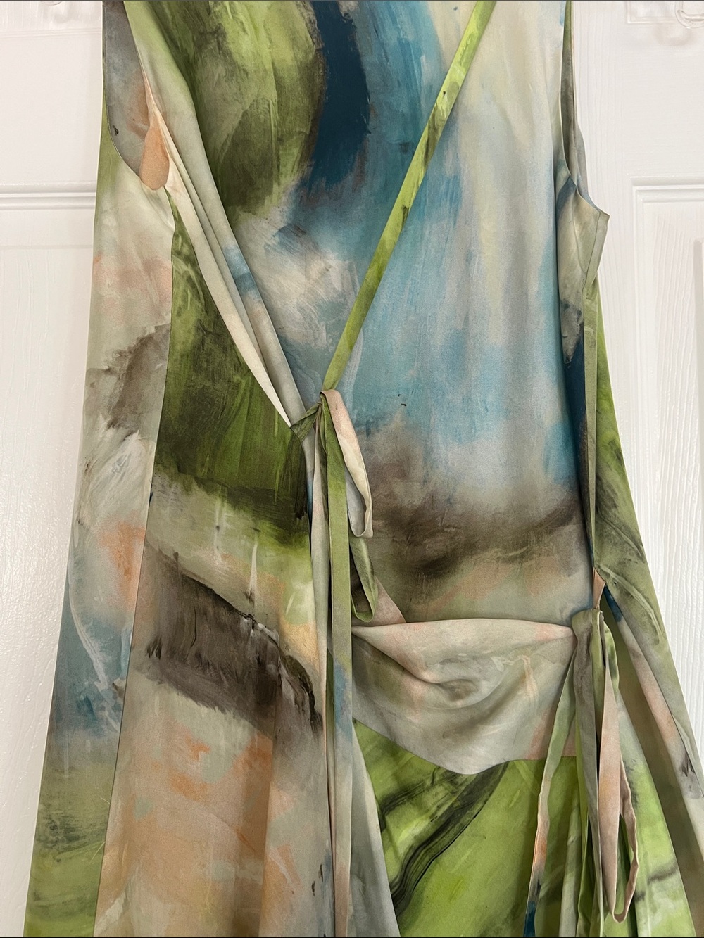 COS Asymmetrical Sleeveless Midi Dress in Green and Blue Watercolor - Picture 5 of 17